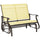 47" Outdoor Double Glider Bench for 2 Person, Patio Glider Armchair Swing Chair for Backyard with Mesh Seat and Backrest, Steel Frame, Yellow