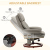 Recliner Chair with Ottoman, Electric Faux Leather Recliner with 10 Vibration Points and 5 Massage Mode, Swivel Reclining Chair with Wood Base, Remote Control and Side Pocket, Grey