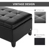 Large 51" Tufted Faux Leather Ottoman Storage Bench for Living Room, Entryway, or Bedroom, Black