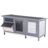 Wooden Rabbit Hutch Bunny Hutch Cage Guinea Pig with Waterproof Roof, No Leak Tray and Feeding Trough, Indoor/Outdoor, Grey
