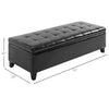 Large 51" Tufted Faux Leather Ottoman Storage Bench for Living Room, Entryway, or Bedroom, Black
