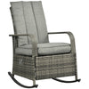 Outdoor Rattan Wicker Rocking Chair Patio Recliner with Soft Cushion, Adjustable Footrest, Max. 135 Degree Backrest, Grey