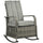 Outdoor Rattan Wicker Rocking Chair Patio Recliner with Soft Cushion, Adjustable Footrest, Max. 135 Degree Backrest, Grey