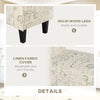 Bedroom Bench, End of Bed Bench with Solid Wood Legs, Linen Fabric Cover and scripted upholstery, Modern Bed Bench, Signature Print