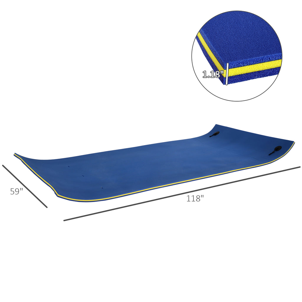 Roll-Up Pool Float Pad for Lakes, Oceans& Pools, Water Mat for Playing, Relaxing & Recreation - Blue