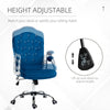 Velvet Office Chair Desk Chair with 360 Degree Swivel Wheels Adjustable Height Tilt Function Dark Blue