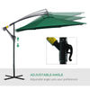 10' Cantilever Hanging Tilt Offset Patio Umbrella with UV & Water Fighting Material and a Sturdy Stand, Green