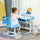 Kids Desk and Chair Set Height Adjustable Children Study Table with Tilt Desktop, LED Lamp, Drawer, Reading Board, Cup Holder, Pen Slots, Blue
