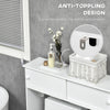 Freestanding Over Toilet Bathroom Storage Cabinet with Adjustable Convenience Anti-Toppling Design, White