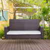 2-Person Wicker Hanging Porch Swing Bench, Front Porch Swing Outdoor Chair with Cushions 550lbs Weight Capacity for Backyard, Cream White