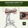 3 Person Patio Swing Seats, Porch Swing with Stand and Adjustable Canopy Outdoor Swing Chair Bench for Garden, Poolside, Beige