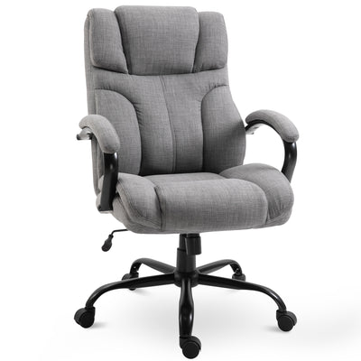 500lbs Big and Tall Office Chair with Wide Seat, Ergonomic Executive Computer Chair with Swivel Wheels and Linen Finish Light Grey
