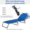 Outdoor Folding Chaise Lounge Chair Portable Reclining Garden Sun Lounger with 4-Position Adjustable Backrest for Deck, Poolside, Dark Blue