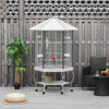 76" Flight Bird Cage Hexagon Covered Canopy Portable Aviary With Storage