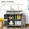 32" Farmhouse Barn Door Style Sideboard, Buffet Cabinet, Coffee Bar for Kitchen, Living Room or Entryway, Grey Wash