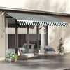 8' x 7' Patio Retractable Awning, Manual Exterior Sun Shade Deck Window Cover, Green / White