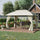 13' x 10' Patio Gazebo Outdoor Canopy Shelter with Sidewalls, Double Vented Roof, Steel Frame for Garden, Lawn, Backyard and Deck, Beige