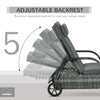 Patio Wicker Chaise Lounge, PE Rattan Outdoor Lounge Chair with Cushion, Height Adjustable Backrest & Wheels, Mixed Grey