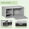 Cat Hidden Litter Box Enclosure Side Table, Cat Washroom Storage with Spacious Space, Large Front Door with Hinges, Elevated Bottom, Grey