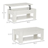 39" Lift Top Coffee Table with Hidden Storage Compartment and Open Shelf, Pop Up Coffee Table for Living Room, White