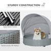 Wicker Dog Cave Bed with Adjustable Canopy Pet House Shelter for Small Medium Dogs with Cushion Indoor Outdoor, Grey