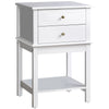 Modern Sofa Side Table with 2 Storage Drawers, End Table with Bottom Shelf for Living Room, Bedroom, White