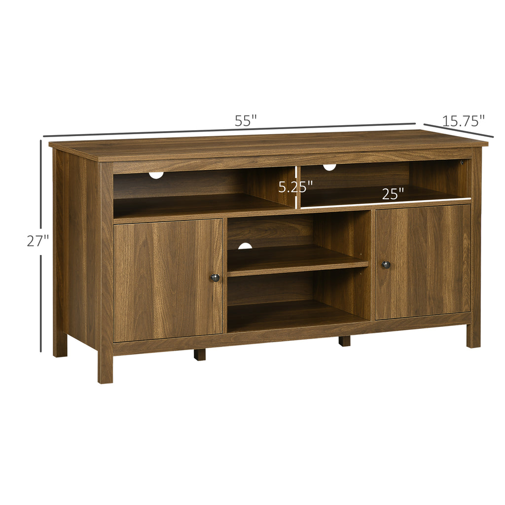 TV Cabinet Stand for TVs up to 65", Entertainment Center with Storage Shelves and Doors for Living Room, Bedroom, Walnut