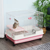 2-Level Small Animal Cage Rabbit Hutch with Wheels, Removable Tray, Platform and Ramp for Bunny, Chinchillas, Ferret, Pink