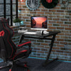 47" Gaming Desk Computer Home Office Gamer Table Workstation Metal Frame with Cup Holder, Headphone Hook, Cable Management, Black