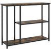 39" Console Table, Entryway Table with 2 Storage Shelves, Steel Frame, Narrow Sofa Table for Living Room, Brown