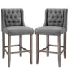 Bar Stools, Bar Stools with Backs, Rubberwood Legs for Kitchen, Bar, Counter Height Stools, Grey
