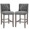 Bar Stools, Bar Stools with Backs, Rubberwood Legs for Kitchen, Bar, Counter Height Stools, Grey