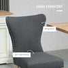 Armless Dining Chairs Set of 2, Modern Accent Chair with Wing Backrest, Linen Upholstery, Nailhead Trim for Living Room, Charcoal Grey