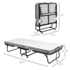 Rollaway Bed, Folding Bed with 4" Mattress, Portable Foldable Guest Bed with Sturdy Metal Frame and Wheels, White