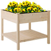36" x 36" Raised Garden Bed with Storage Shelf, 2 Tiers Elevated Wooden Planter Box Stand for Vegetable Flower Herb, Balcony and Backyard