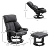 Recliner with Ottoman Footrest, Recliner Chair with Vibration Massage, Faux Leather and Swivel Wood Base for Living Room and Bedroom, Black