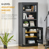 72" Kitchen Buffet with Hutch, Kitchen Pantry Cupboard with 2 Door Cabinet, and 2 Adjustable Shelves, Black
