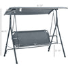 3-Person Porch Swing with Stand, Outdoor Swing for Patio Porch with Adjustable Tilt Canopy and Swing Bench-Style Seat, Steel Frame, Grey