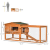 Rabbit Hutch 2-Story Bunny Cage Small Animal House with Slide Out Tray, Detachable Run, for Indoor Outdoor, 61.5" x 23" x 27", Golden Red
