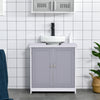 Under-Sink Bathroom Cabinet, Storage Unit with U-Shape Cut-out and Adjustable Internal Shelf, White and Grey