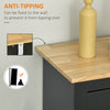 Modern Floor Cabinet, Storage Sideboard, Kitchen Buffet Table with Rubberwood Top, 3 Drawers and Cabinet with Adjustable Shelf, Black