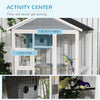64.5" Wooden Bird Cage Aviary, Flight Cage with 4 Perches, Nest and Slide-Out Tray for Indoor/Outdoor, Gray