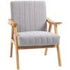 Accent Chairs with Seat and Back Cushion, Upholstered Arm Chair for Bedroom, Living Room Chair with  Wood Legs, Light Gray