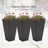 28" Tall Plastic Flower Pot, Set of 3, Large Outdoor & Indoor Plastic Garden Planters, for Entryway, Patio, Yard, Brown