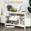 Modern Sideboard, Wooden Kitchen Buffet Cabinet with Drawer and 12-Bottle Wine Rack for Living Room, White