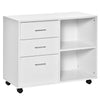 3 Drawer Printer Stand, Mobile Lateral File Cabinet with 2 Storage Shelves for Home Office, White