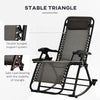 Outdoor Rocking Chairs Zero Gravity Rocking Chair w/ Removable Headrest, Side Tray, Cup & Phone Holder, Grey