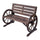 Wooden Wagon Wheel Bench Rustic Outdoor Patio Furniture, 2-Person Seat Bench with Backrest Carbonized
