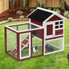 48" Wooden Rabbit Hutch Bunny Cage with Waterproof Asphalt Roof, Fun Outdoor Run, Removable Tray and Ramp, Brown