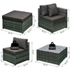 6 Pieces Outdoor PE Rattan Sofa Set, Sectional Conversation Wicker Patio Couch Furniture Set with Cushions and Coffee Table, Charcoal